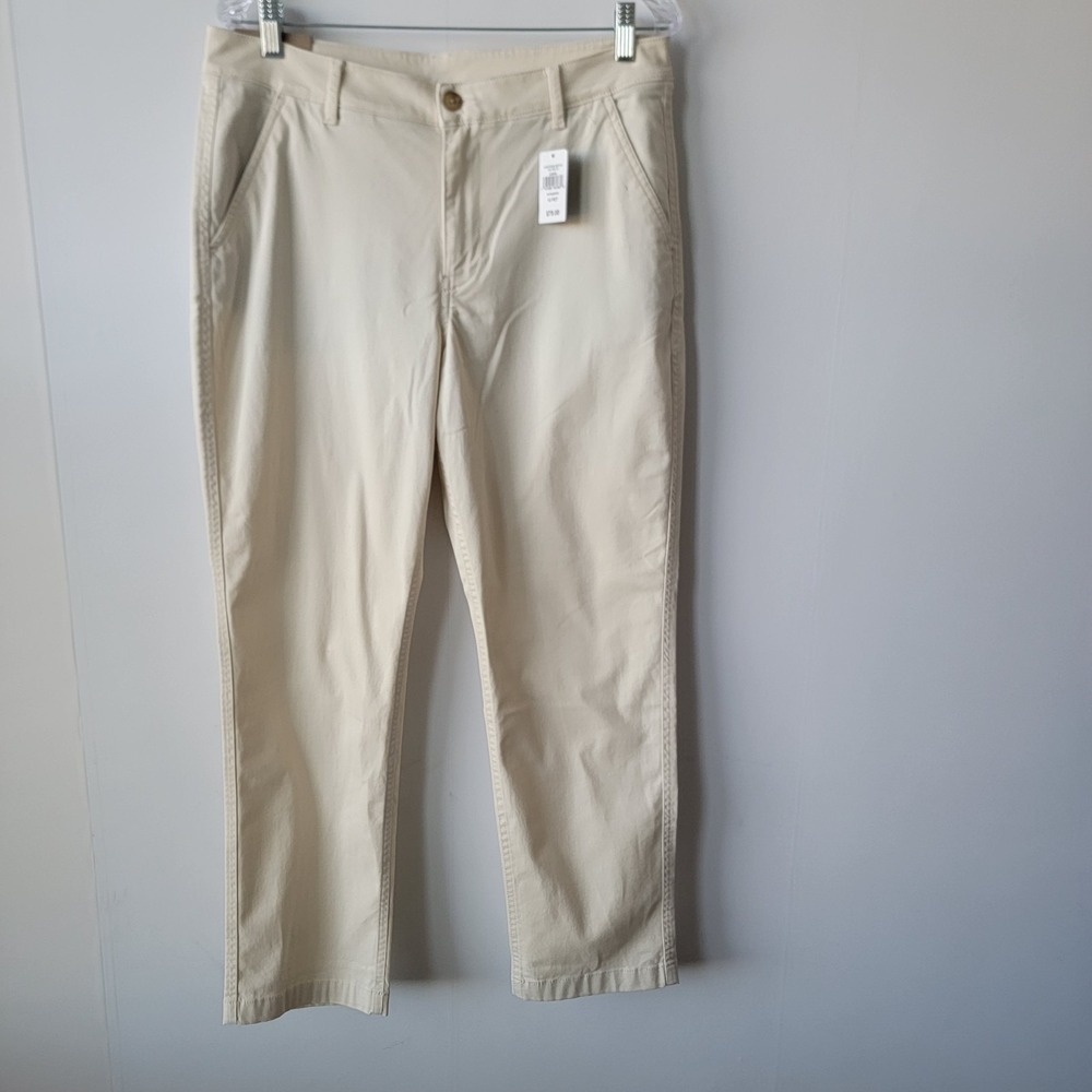 L.L bean women's comfort stretch pants size 14P straight leg mid rise Chino